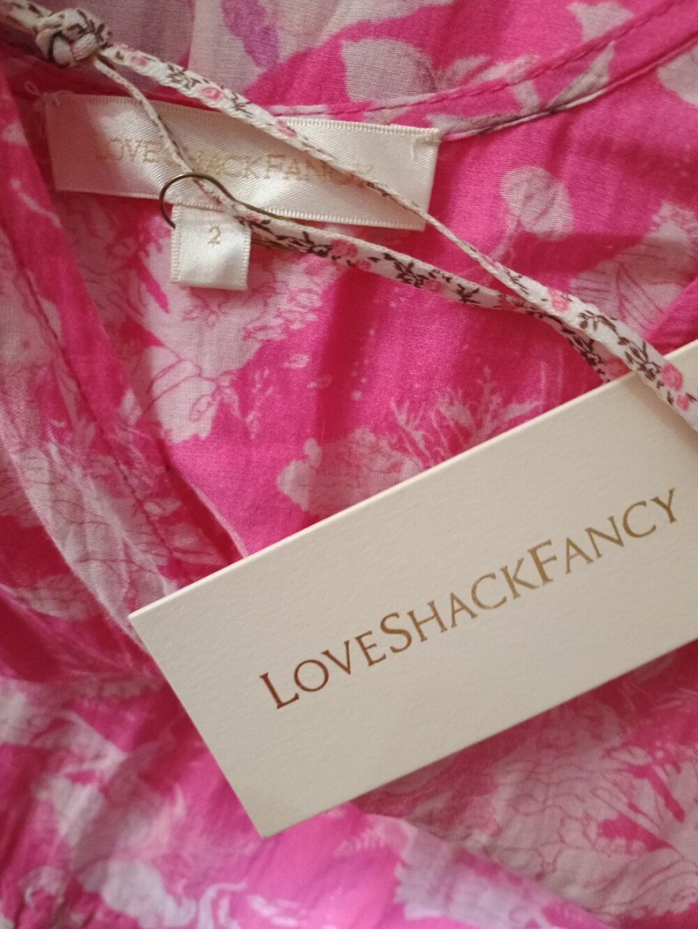 LoveShackFancy Pink Floral Tiered Maxi Dress NWT Size 2 - Picture 2 of 2